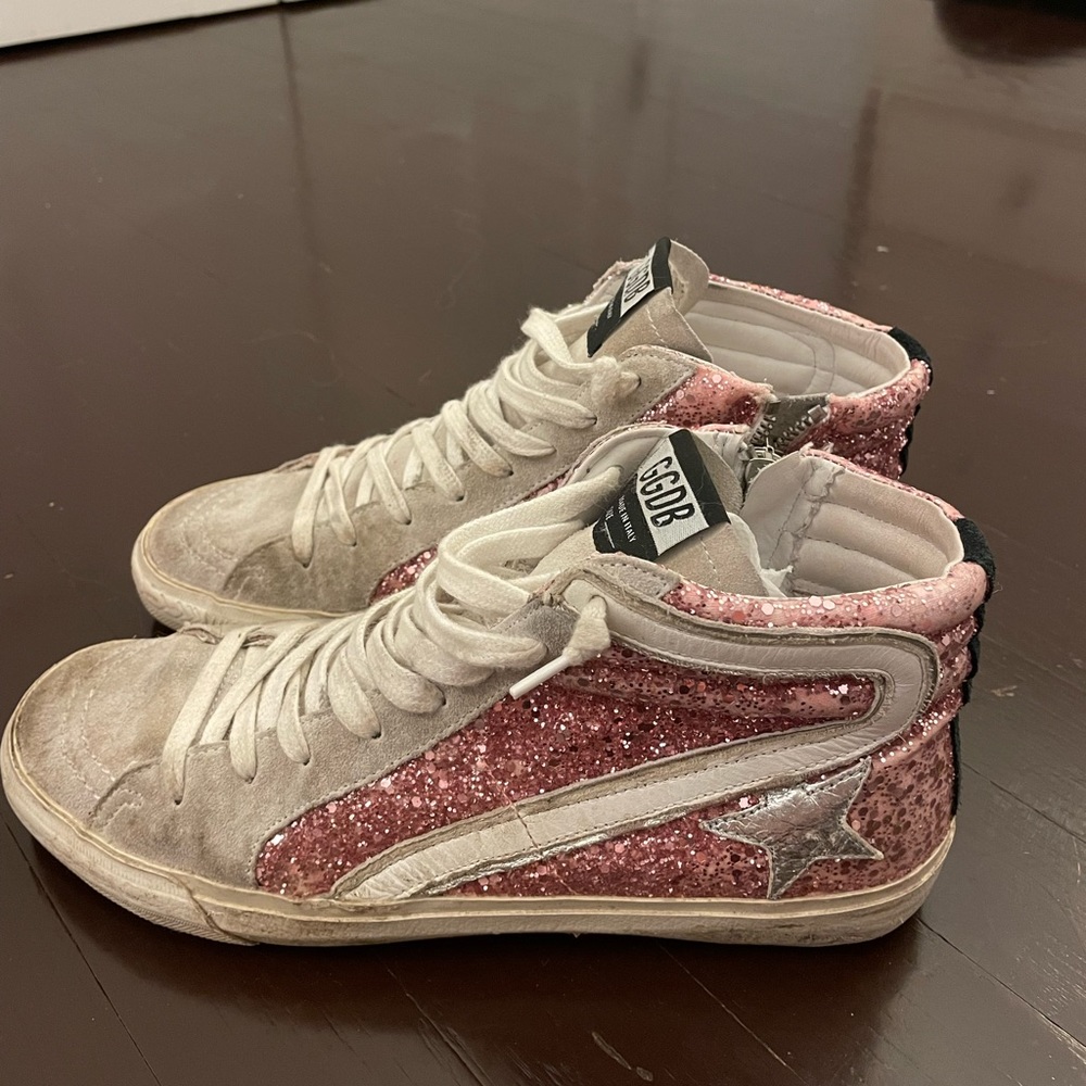 Golden Goose Pink Sparkly Sneaker